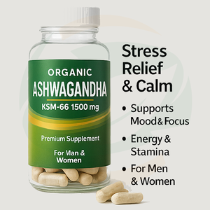 Suplementos de Extrato de Ashwagandha Natural Puro em Cápsulas, Suplemento Herbal de Alta Qualidade, Cápsulas Vegetarianas de Ashwagandha KSM-66 - Product Image 3