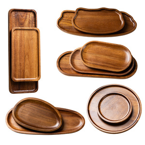 Vassoio ovale di lusso piatto decorativo in legno di Acacia piatto per tè frutta e verdura pane torta <span class=keywords><strong>da</strong></span> Dessert Premium stoviglie - Product Image 3