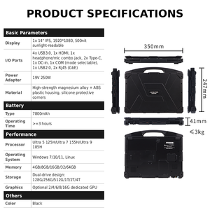 Nueva Laptop Industrial Resistente Intel de 14 Pulgadas, Negra, IP65 Impermeable, <span class=keywords><strong>para</strong></span> Minería y Topografía, OEM ODM, Wi-Fi 6 <span class=keywords><strong>para</strong></span> 5.2 RTX 4060 - Product Image 2