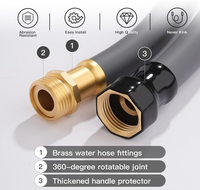 Tuyaux d'arrosage flexibles en caoutchouc durables de 15 m (50 pieds) à raccords en aluminium réglables, portables pour pelouse, lavage de voiture, animaux domestiques – Vente directe usine