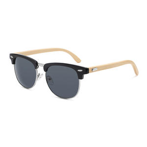 Lunettes de soleil en bois, demi-cerclées, monture PC, protection UV400, unisexe, tendance, pour les voyages, la conduite et la protection solaire - Product Image 4