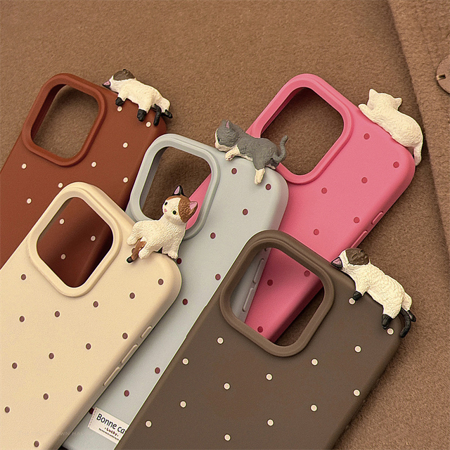 Cartoon Cute 3D Cat Case for IPhone 16 Plus 15 14 13 12 11Pro Max Shock-proof and Fall-proof Mobile Phone Case