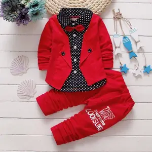 Herfst Kinderkleding Jongens 2-delige Pakken Kinderkleding Sets Smoking Shirt Formele Bruiloft Jongens Blazer Sets