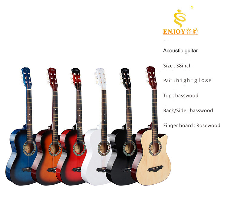Дешевая китайская гитара, 38 дюймов, акустическая гитара из липы