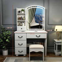 Table de maquillage moderne et simple avec miroir éclairé intégré, armoire de rangement durable et écologique pour