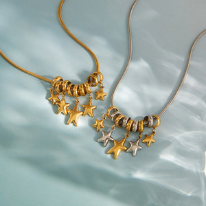 Collar con Colgante de Estrella de Acero Inoxidable, Diseño Geométrico Unisex, para Uso Casual - Product Image 2