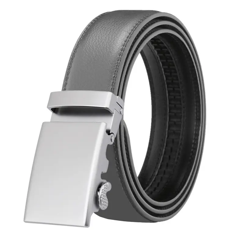 LQbelt New Silver Buckle Belt cinture con fibbia automatica maschile per uomo fabbrica di cinture da lavoro in vera pelle