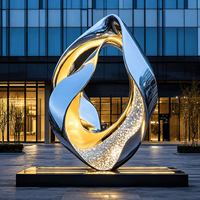 Escultura de Arte en Acero Inoxidable para Exteriores, Diseño Metálico Moderno Personalizado para Arquitectos de Paisajes y Proyectos de Arte Público
