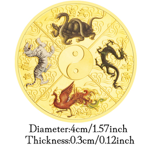 Traditionele Chinese Basalt Zhu Vink Groene Draak Witte Tijger Goud Verzilverde Munten Collectie Creatieve Munt Tai Chi Geschenk - Product Image 3