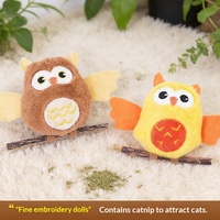 Jouet à mâcher pour chat en peluche hibou, pour le nettoyage des dents, avec herbe à chat, thème Forêt Nocturne