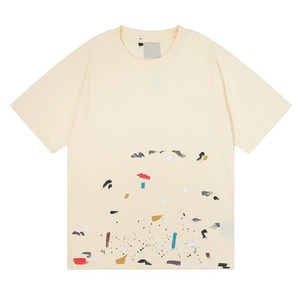 Camiseta de manga corta para hombre, estilo urbano estadounidense, informal, estilo hip-hop, 100% algodón, con estampado de grafiti con efecto de tinta pulverizada. - Product Image 2