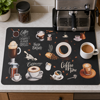 Tapis de machine à café en diatomite Jacey, absorbant l'eau, séchage rapide, antidérapant, design café, tapis de bureau 45x55cm pour la cuisine