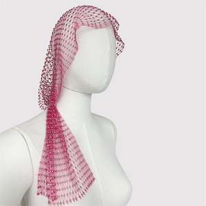 SZ1339 nouveau 2025 élastique <span class=keywords><strong>tissu</strong></span> cristal strass maille cristal Net cheveux <span class=keywords><strong>Snood</strong></span> Bling Turban casquettes tête enveloppement pour les femmes - Product Image 3