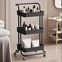 Chariot de rangement de cuisine polyvalent à 3 étagères, design élégant en métal pour organiser les condiments et les ustensiles