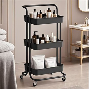 Chariot de rangement de <span class=keywords><strong>cuisine</strong></span> polyvalent à 3 étagères, design élégant en métal pour organiser les condiments et les ustensiles - Product Image 5