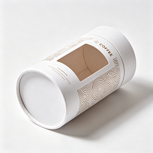Eco Friendly <b>Paper</b> Canister With Clear Display Window Round Kraft Tube For Coffee Bean Boutique Gift <b>Packaging</b> - Product Image 4
