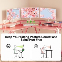 Bureau de jeu rose en forme de L Bureau de jeu rose Bureau d'étude en latop Bureau de jeu rose Table de jeu RVB pour filles