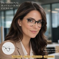 Monture de lunettes de luxe en corne de buffle naturelle, fabriquée à la main, en titane, pour femmes, anti-lumière bleue.