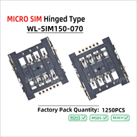 Connecteur de carte MICRO SIM à charnière WECONN WL-SIM150-070 6PIN+0 H=1.50mm, personnalisable, certifié ISO9001/IATF 16949