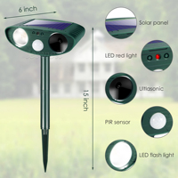 Répulsif d'animaux solaire à ultrasons, dissuasif pour animaux sauvages et nuisibles, répulsif d'animaux solaire imperméable pour jardin et cour