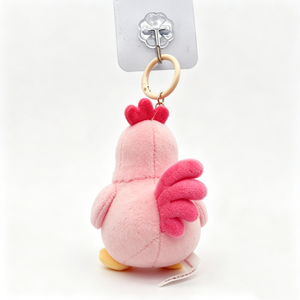 Custom Pink Cartoon Chicken Plush Keychain Embroidered Stress Relief <b>Keyring</b> & Backpack <b>Charm</b> - Product Image 5