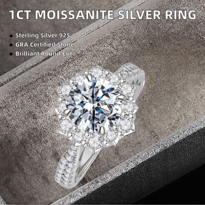 Anillo de Compromiso de Moissanita de 1 Quilate, Diseño Sencillo y Elegante, Certificado GRA VVs1, Plata de Ley S925 Chapada en Oro, Brillante - Product Image 2