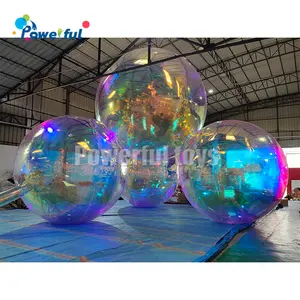 Hanging Giant Clear Iridescent Inflatable Balls Colorful Disco Shinny Laser Pearl Mirror Inflatable Balloon For Decoration