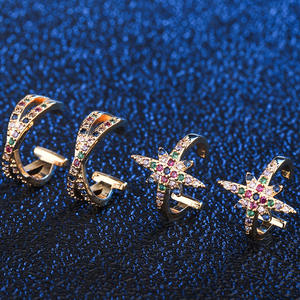 Bijoux fantaisie écologiques <span class=keywords><strong>en</strong></span> cuivre plaqué <span class=keywords><strong>or</strong></span>, zircon arc-<span class=keywords><strong>en</strong></span>-ciel, boucles d'oreilles à clip <span class=keywords><strong>en</strong></span> forme de croix, non percées, pour un port sans perçage - Product Image 3