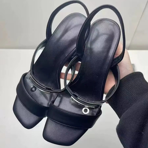 Scarpe donna moda estate tacco alto 2025 all'ingrosso pantofola Sexy per feste di matrimonio all'aperto punta aperta da sposa con tacchi sottili - Product Image 1