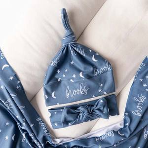 Écharpe imprimée en coton <span class=keywords><strong>pour</strong></span> emmailloter, ensemble <span class=keywords><strong>de</strong></span> trois pièces en tissu <span class=keywords><strong>pour</strong></span> bébé printemps et été - Product Image 2