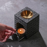 Brûleur d'huile aromatique en ciment inoxydable, porte-bougie chauffe-plat, diffuseur d'encens, lampe chauffante, chauffe-cire, Yoge