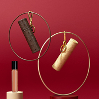 Boîtes Cadeaux Cylindriques Mini Premium Vides pour Parfum, Emballage Personnalisé en Cuir d'Autruche pour Bouteille de Parfum avec Porte-clés