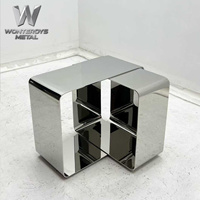 Base de table basse de luxe de forme irrégulière en acier inoxydable brossé, mobilier moderne pour hall d'hôtel et café