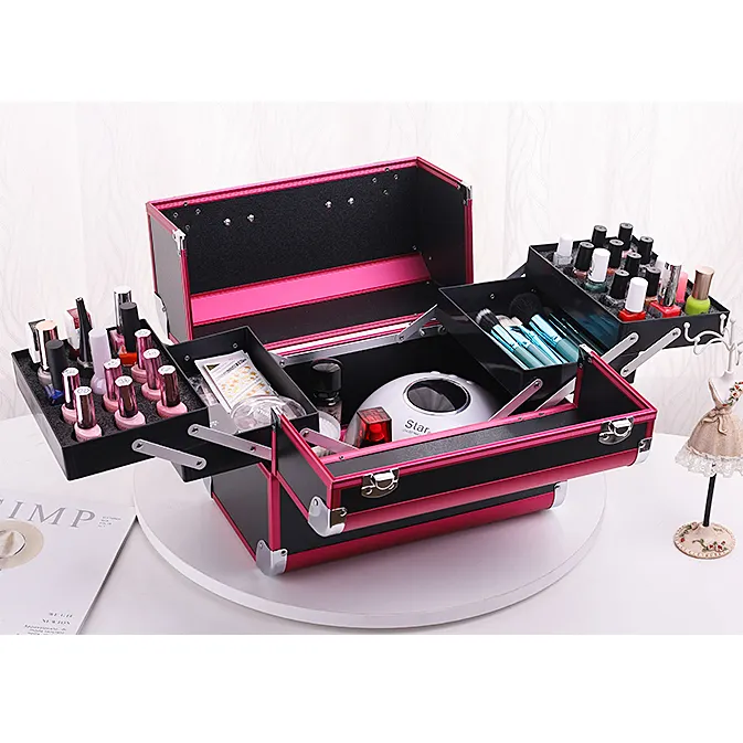 home use Nail eyelash embroidery toolbox holder cosmetic storage gift box nail polish box carrying case for nail polish