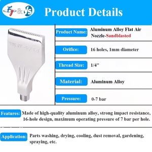 YS F1/4-alma AL rộng thổi không khí vòi phun, không khí thổi gió phẳng không khí vòi phun, 1/4 "hợp kim nhôm gió thổi vòi phun - Product Image 3