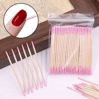 100 PIÈCES Poussoirs à cuticules professionnels en plastique, bois et coton, à double tête, pour le nettoyage des ongles et le nail art