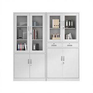 ארון תיוק משרדי מפלדה עם מגירות, דלת זכוכית חסינת אש, מנעול, עיצוב מודרני ופשוט, תוצרת סין, לאחסון בחדר פיננסי. - Product Image 1