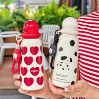 Bouteille d'eau isotherme en acier inoxydable Seaygift avec couvercle rond en forme de boule, motif animal mignon, pour étudiants, école, sport, thermos, gobelet
