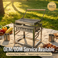 Barbecue au charbon pliable avec support, en acier inoxydable 304, entièrement démontable, pour camping en extérieur, pique-nique et fête