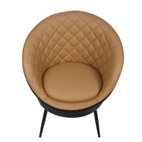 Petit canapé avec dossier rond, dossier repose-bras, chaise de loisirs en cuir PU remplie avec éponge, offre spéciale