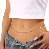 Chaîne de taille en acier inoxydable et titane avec perles et pendentif couronne en pierre naturelle, style élégant, 115 cm, pour femme - Meilleure vente