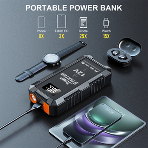 Démarreur de Voiture 12V, <span class=keywords><strong>Batterie</strong></span> Externe USB, Lanceur d'Urgence pour Véhicule avec Pinces Intelligentes et Lampe Torche LED - Product Image 3