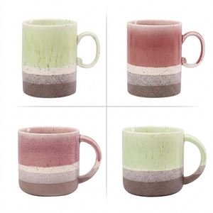 แก้วกาแฟเซรามิกเคลือบรีแอกทีฟสไตล์โบโฮสมัยใหม่แบบขายส่ง แก้วสโตนแวร์ลายจุดสำหรับใช้ในบ้าน ร้านกาแฟ และร้านอาหาร - Product Image 1