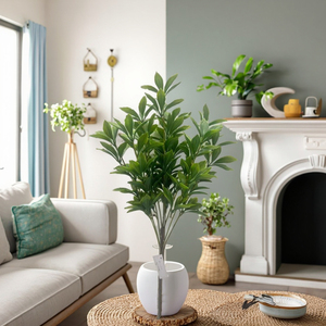 Vente en gros 55cm de <span class=keywords><strong>laurier</strong></span> artificiel topiaire verdure fleurs palmiers herbe décor à la maison bureau mariage Pot en plastique durable - Product Image 3