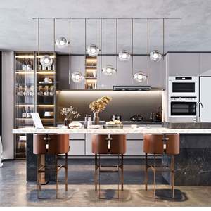 Acrylic Unique Inbuilt Modular Luxury Modern Designs Unit Set Kitchen Cupboards Furniture Cabinets With Islands for Kitchen - Product Image 4