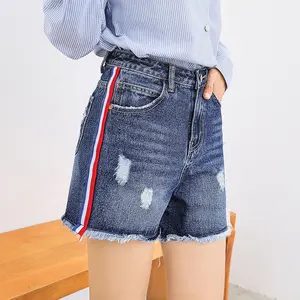 Diznew Hoge Waisted Slim Mode Jeans Blauw Gestreepte Denim Vrouwen Skinny Gestreepte Jeans Shorts Met Strepen