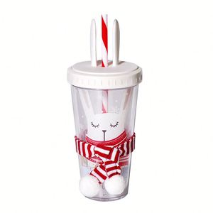 Gobelet réutilisable personnalisé avec couvercle, motif lapin/élan - Tasse de voyage pour enfants et adultes, cadeau de Noël idéal - Product Image 2