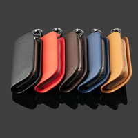 Étui pour clé de voiture en cuir PU grain litchi, protection intégrale, pochette zippée discrète, logo de voiture personnalisé, accessoires de protection pour clés, anti-perte, cadeau