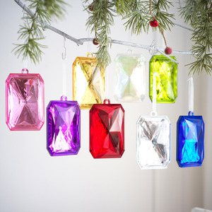 Adornos Navideños Rectangulares de Acrílico Multicolor con Diseño de Diamantes, Hechos a Mano por LINGKAI, para Colgar en el Árbol de Navidad o Ventana, Ecológicos - Product Image 3