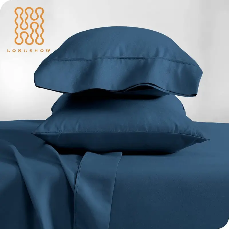 China bed sheet manufactures wholesale super soft 1800TC brushed microfiber bed sheet set queen size solid color